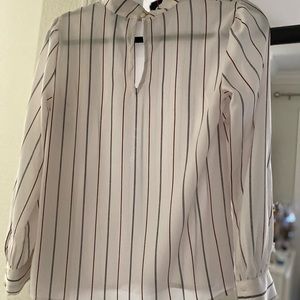 High neck blouse with stripes